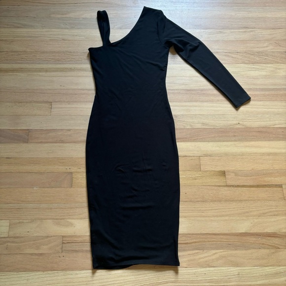 Good American size 2 (M) Black one shoulder bodycon midi dress - Picture 3 of 4